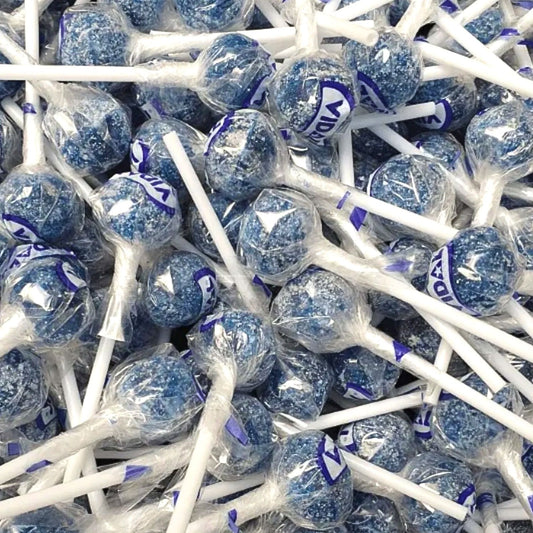 Vidal Lotta Lollies Sour Blue Raspberry Tongue Painting Lollipops - 150 Count Bulk Tub