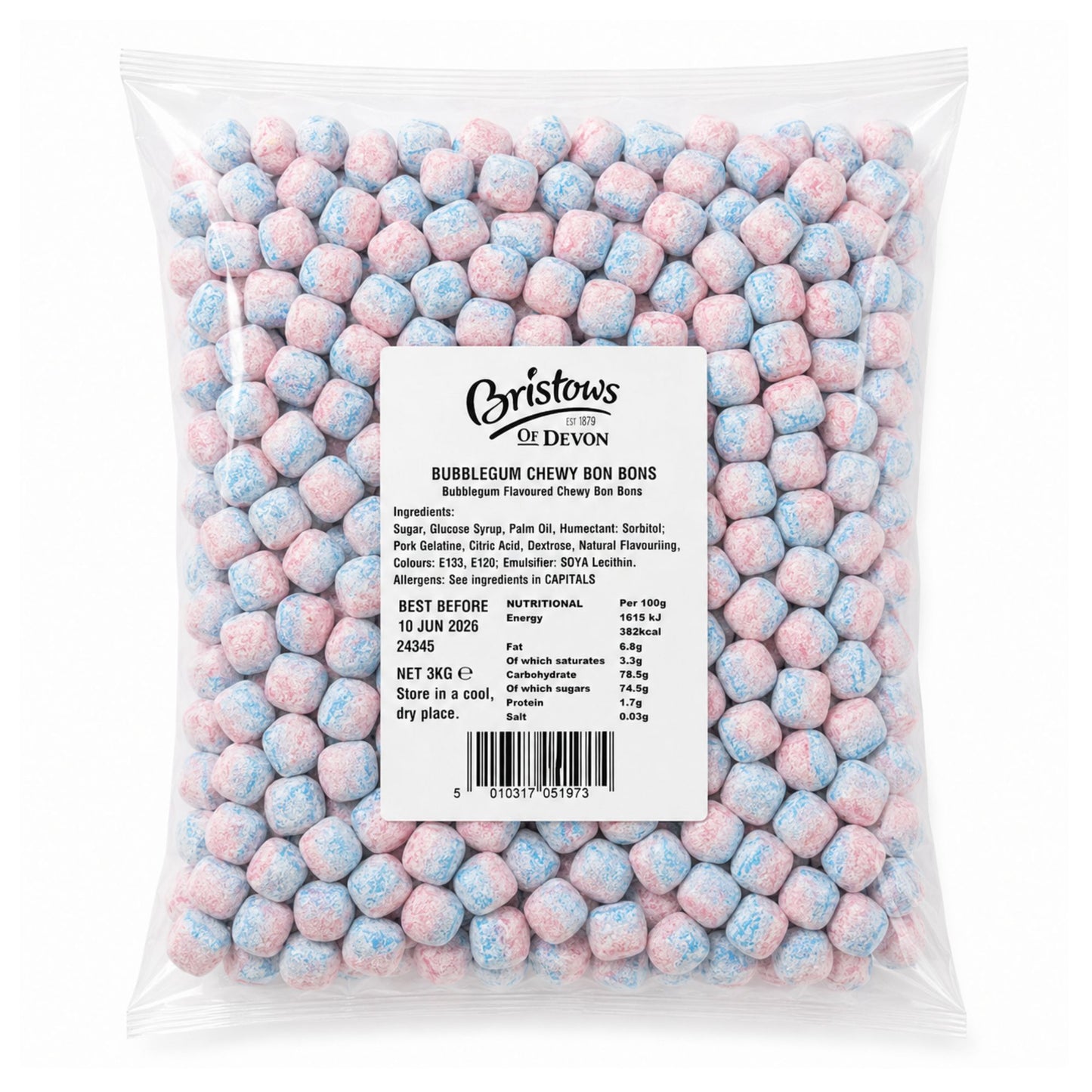 Bristows Bubblegum Chewy Bonbons 3kg