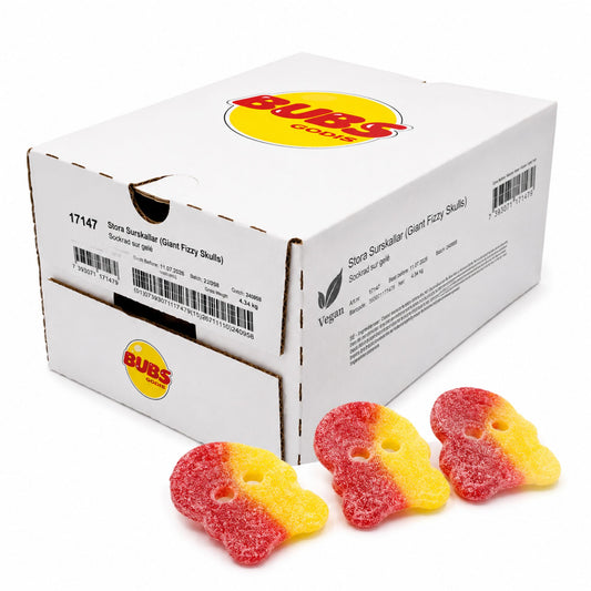 BUBS Giant Fizzy Raspberry and Lemon Skulls 3.2kg