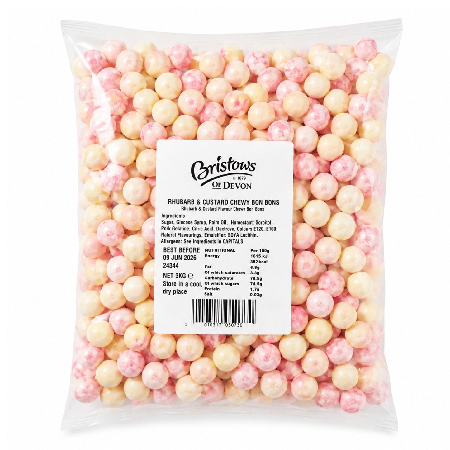 Bristows Rhubarb & Custard Chewy Bonbons 3kg