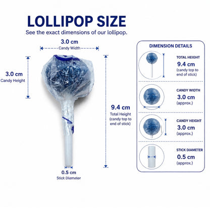 Vidal Lotta Lollies Sour Blue Raspberry Tongue Painting Lollipops - 150 Count Bulk Tub