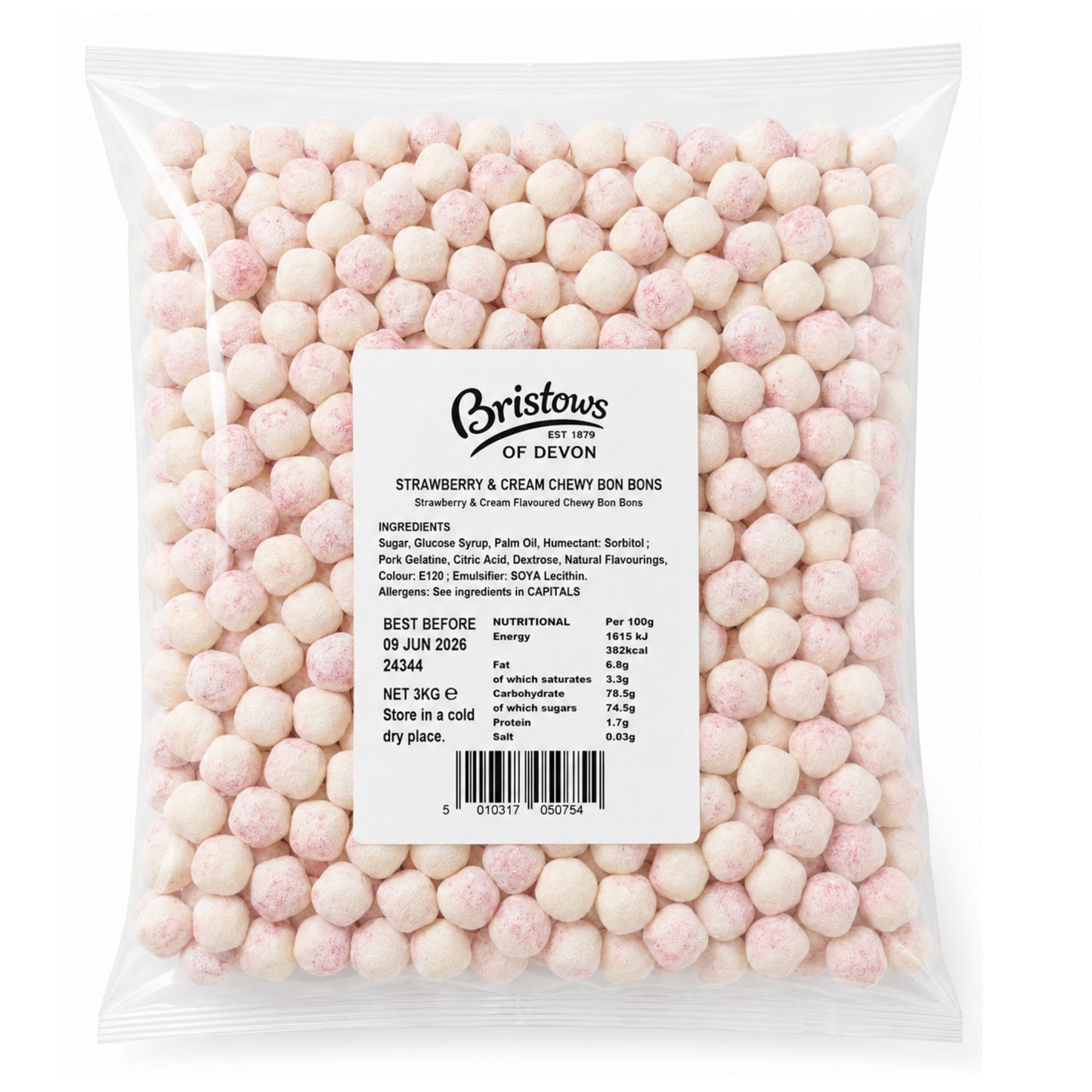 Bristows Strawberry & Cream Chewy Bonbons 3kg